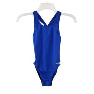 Girls Speedo Competitive Bathing Suit Size 8/24 Blue One Piece Swimsuit